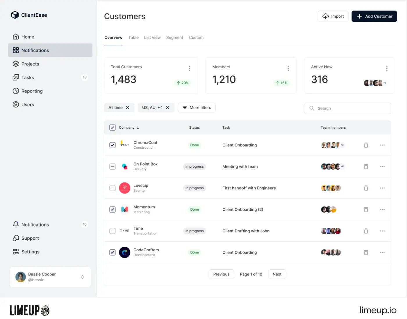 CRM high-fidelity wireframe